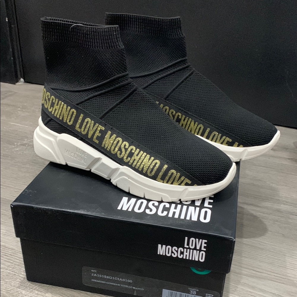 Love Moschino logo sock sneaker / trainer. Size 38. 
Ankle Boots